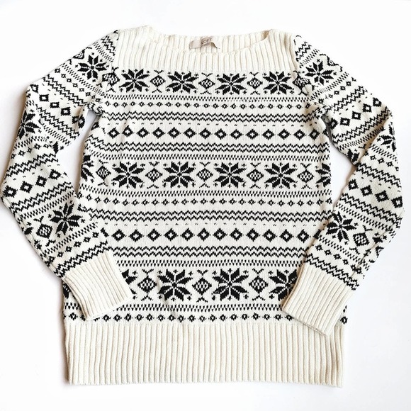 LOFT Sweaters - Beautiful LOFT Small Holiday Sweater Sequin Sparkle Snowflake Fair Isle